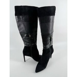 Nine West‎  Color Black suede Tall Boots Stiletto Heels 1/2 Zip Up Women 10 Sexy